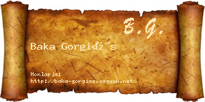 Baka Gorgiás névjegykártya
